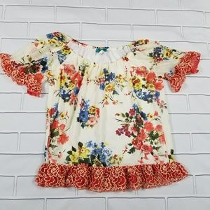 Turquoise Haven Country Chic Scoopneck Floral Top
